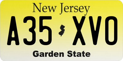 NJ license plate A35XVO