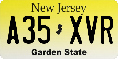 NJ license plate A35XVR