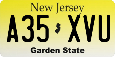NJ license plate A35XVU