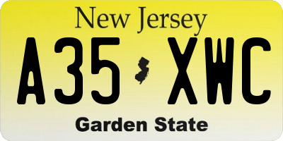 NJ license plate A35XWC