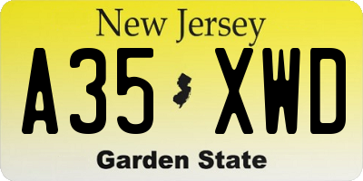 NJ license plate A35XWD