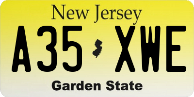 NJ license plate A35XWE