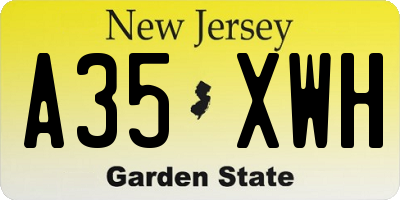 NJ license plate A35XWH