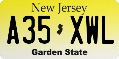 NJ license plate A35XWL