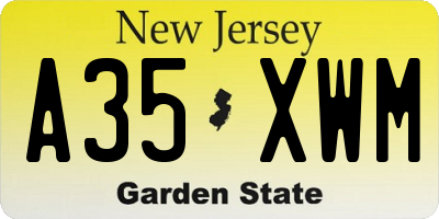 NJ license plate A35XWM
