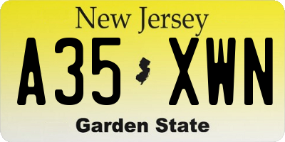 NJ license plate A35XWN