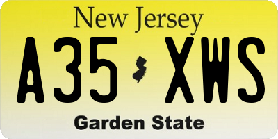 NJ license plate A35XWS