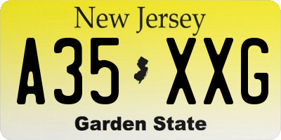 NJ license plate A35XXG