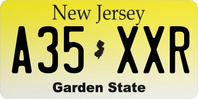 NJ license plate A35XXR