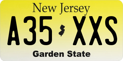 NJ license plate A35XXS