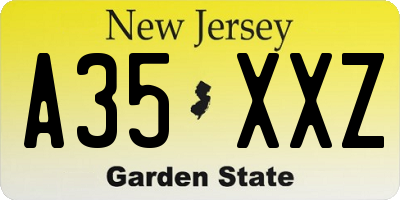 NJ license plate A35XXZ