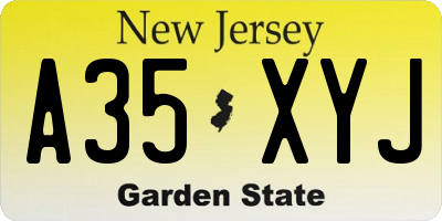 NJ license plate A35XYJ