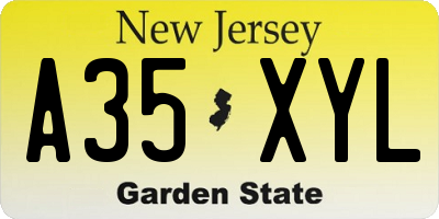 NJ license plate A35XYL