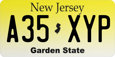 NJ license plate A35XYP
