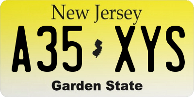 NJ license plate A35XYS