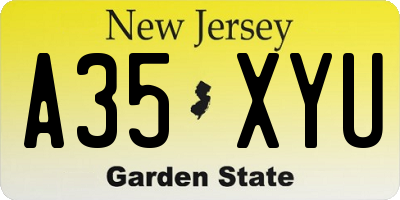 NJ license plate A35XYU