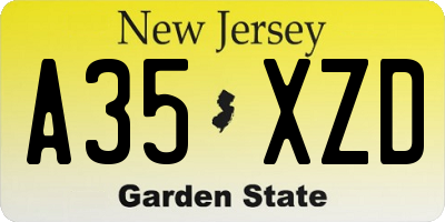 NJ license plate A35XZD
