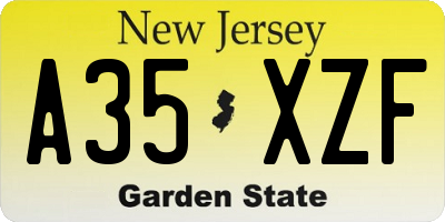 NJ license plate A35XZF