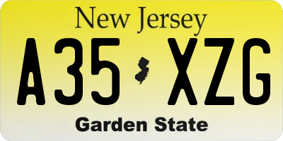 NJ license plate A35XZG