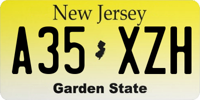NJ license plate A35XZH