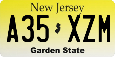 NJ license plate A35XZM
