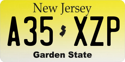 NJ license plate A35XZP