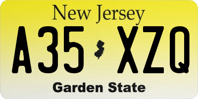 NJ license plate A35XZQ