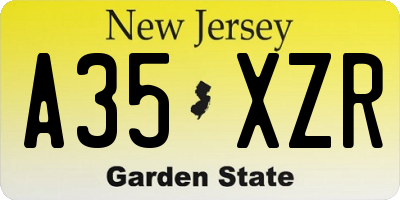 NJ license plate A35XZR