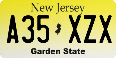 NJ license plate A35XZX