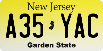 NJ license plate A35YAC