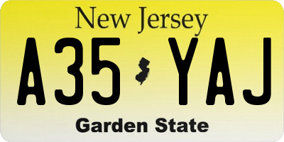 NJ license plate A35YAJ