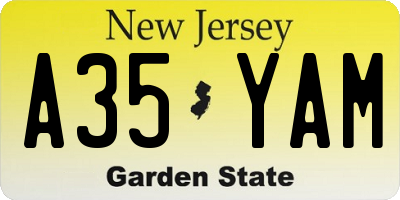NJ license plate A35YAM