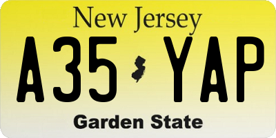 NJ license plate A35YAP