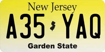 NJ license plate A35YAQ