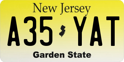 NJ license plate A35YAT