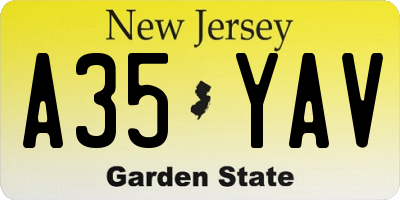 NJ license plate A35YAV