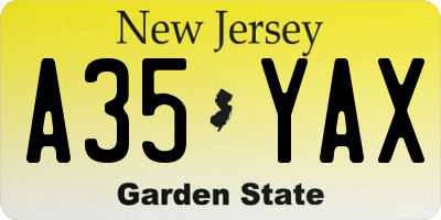 NJ license plate A35YAX