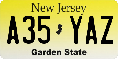 NJ license plate A35YAZ