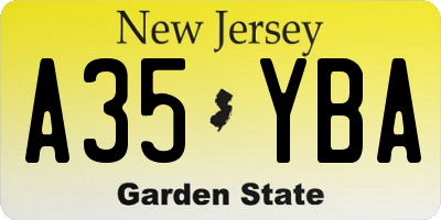 NJ license plate A35YBA