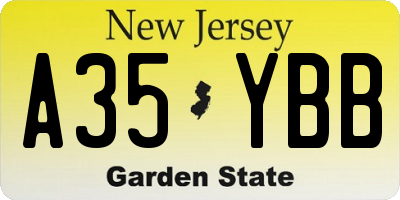NJ license plate A35YBB
