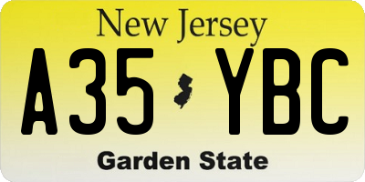 NJ license plate A35YBC