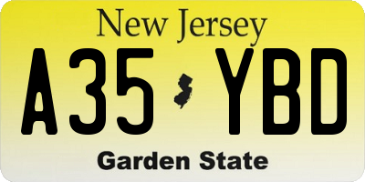 NJ license plate A35YBD