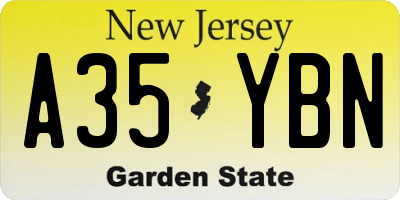 NJ license plate A35YBN