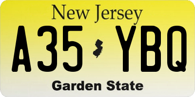 NJ license plate A35YBQ