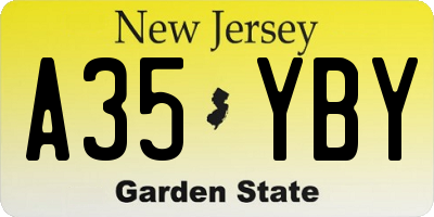 NJ license plate A35YBY