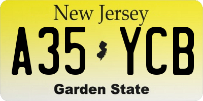 NJ license plate A35YCB