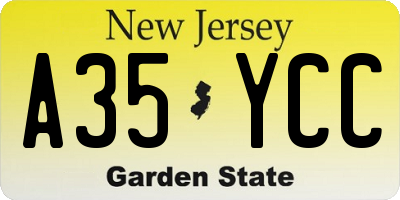 NJ license plate A35YCC