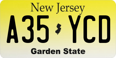 NJ license plate A35YCD