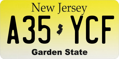 NJ license plate A35YCF