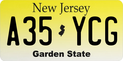 NJ license plate A35YCG